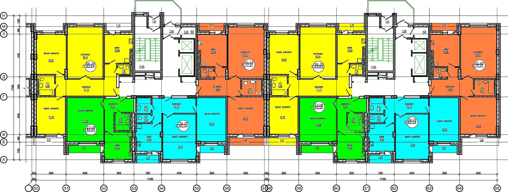 План этажа ЖК Дианит. 1 очередь. План типового этажа